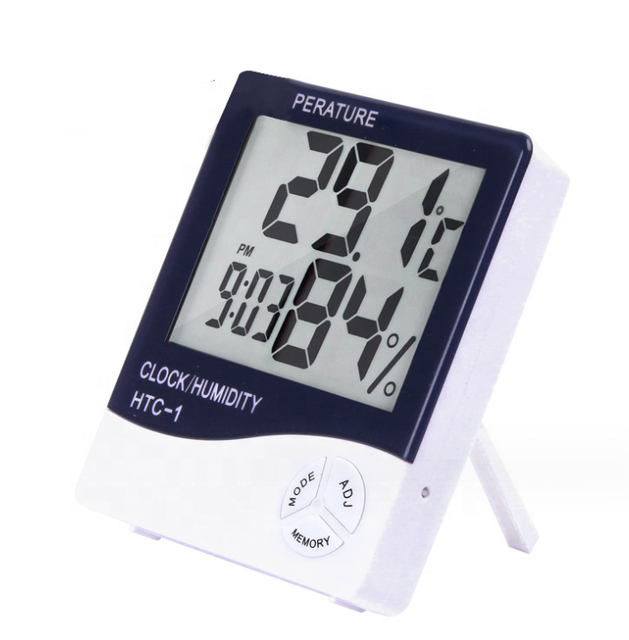 Stock Electronic Thermohygrometer Weather Station With Clock HTC-1