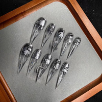 Faux ongles gothiques pointus faits à la main en gros, qualité salon, style gothique, marque privée en vrac