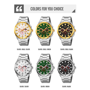 Reloj cronógrafo redondo para hombre, reloj de pulsera de lujo de acero inoxidable, reloj de cuarzo resistente al agua 30M - Product Image 3
