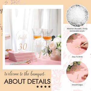 ที่กำหนดเองการออกแบบที่เรียบง่ายอะคริลิโค้งแต่งงานตารางตัวเลขยืนคริลิคที่ชัดเจนตารางสัญญาณที่มีการพิมพ์ทอง - Product Image 5