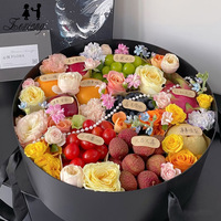 Coffret Cadeau Élégant pour Fêtes - Boîtes Rondes DIY pour Fruits et Fleurs avec Fenêtres Transparentes Stratifiées et Cordelette Portable