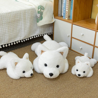 Peluche chien Westie couché, super douce, rembourrée en coton PP, anti-stress, pour adultes et enfants, cadeaux d'anniversaire