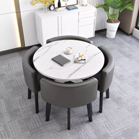 Ensemble de table à manger de luxe moderne et durable, chaises en métal, plateau en MDF, idéal pour salon, café, hôtel, cantine, salon de thé - Vente chaude