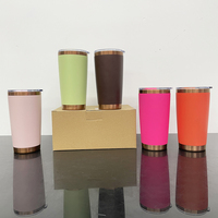 Gobelets isothermes pour voiture de 20 oz, nouvelle couleur orange rose marron chocolat, revêtement en poudre, fond plaqué cuivre, avec couvercle coulissant magnétique