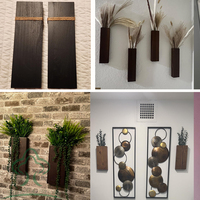 Dekorasi Dinding Gaya Farmhouse & Boho untuk Pintu Masuk, Set Vas Dinding Kayu Isi 4, Lorong, Kamar Mandi, Ruang Tamu, Ruang Makan