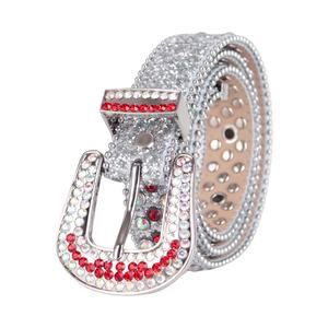 Ceinture unisexe en PU bleu avec boucle en alliage et diamants, style européen et américain, commerce extérieur transfrontalier, ceinture de plongée B003 - Product Image 1