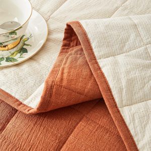 <span class=keywords><strong>Couvre</strong></span>-<span class=keywords><strong>lit</strong></span> en <span class=keywords><strong>coton</strong></span> et lin respirant à rayures bleues rustiques du fabricant avec 1 taie d'oreiller pour un usage domestique - Product Image 6