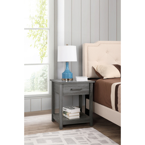Chic Gray Contemporary Nightstand With <b>Drawer</b> And Shelf <b>For</b> Bedroom <b>Storage</b> - Product Image 1