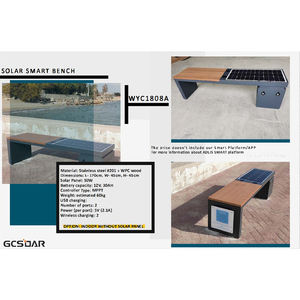 ม้านั่งอัจฉริยะพลังงานแสงอาทิตย์ในเมืองพร้อมตัวเลือกการชาร์จอุปกรณ์แสดงผลแบบดิจิตอลตรวจสอบสภาพอากาศและป้องกันการโจรกรรม - Product Image 6