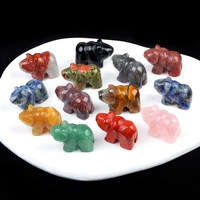 Figurine d'ours en cristal multi-matériaux 25MM, ours polaire sculpté à la main, statue d'animal en pierre précieuse naturelle, collection de cristaux Reiki, cadeau