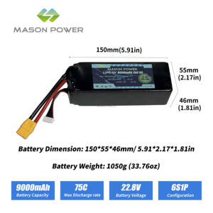 Nhà máy cung cấp trực tiếp 75C tỷ lệ cao lihv Pin 22.8V 9000mAh nhiều quyền lực hơn cho chuyên nghiệp FPV bay không người lái dài chu kỳ cuộc sống - Product Image 2