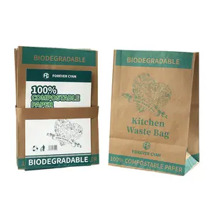Ready Bulk 100% Biodegradable Food Waste Bag Brown Kraft Paper PLA Disposable Waste Paper Bag For Kitchen Waste