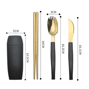 Creative Plated Portable Tableware Set Wheat Straw Box Outdoor Barbecue Folding Knife Fork Spoon <b>Chopsticks</b> - Product Image 2