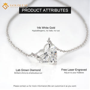 Collar con Colgante de Diamante Cultivado en Laboratorio, Corte Corazón, Oro Blanco de 14k, D VVS, para Compromiso, Boda o Fiesta, Personalizado y Clásico - Product Image 5