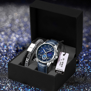 Reloj de cuarzo luminoso e impermeable para hombre, reloj de pulsera con cronógrafo y correa de cuero con esfera estrellada de lujo - Product Image 4