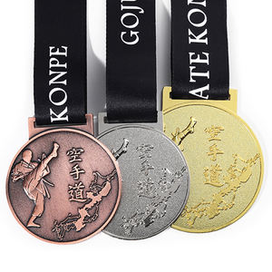 工場カスタムスポーツメダル金属亜鉛合金ダイスタンピング3Dゴールドシルバー銅メダル柔道空手テコンドー賞メダル - Product Image 1