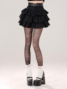 Y2K กระโปรงเค้กพองสีดำสำหรับผู้หญิงชุดขายีนส์เอวสูงสำหรับฤดูใบไม้ร่วงพร้อมสีสันซักกระโปรงสั้นสุดเท่หวานแหววววเข็มขัด - Product Image 3