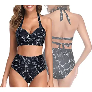 Üretici kişiselleştirme baskı iki adet Bikini seti Tankini takım elbise kadın mayolar mayo mayo Beachwear