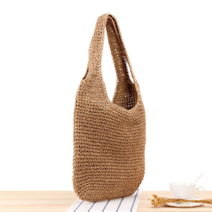 Natural Jute Foldable Shoulder Summer Women's Beach Tote <b>Bags</b> - Product Image 3