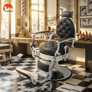 Sillón de Barbería Profesional de Lujo, Reclinable, con Respaldo Redondo, para Peluquería y Belleza - Product Image 1