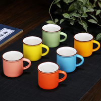 Tasse en céramique avec logo personnalisé d'usine Mini 70ml tasses en céramique imitation émail petites tasses à thé émaillées