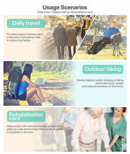 Складной легкий регулируемый телескопический 3 фута Портативный Нескользящий Резиновый тростник складной стул для ходьбы трость с сиденьем - Product Image 5