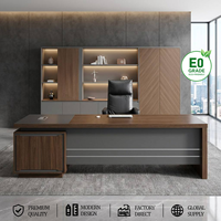 Table de bureau de luxe pour direction, design moderne en bois, mobilier de bureau de direction en forme de L pour PDG
