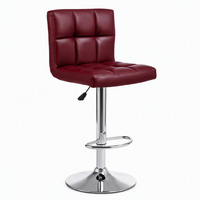 Chaise de bar pivotante réglable en cuir PU rouge résistant aux rayures, fabriquée en usine, chaise de bureau ergonomique