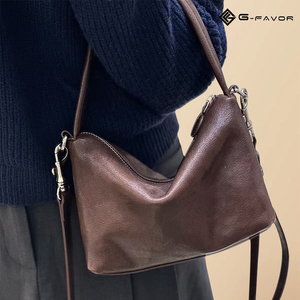 Casual Simple Elegant Women Genuine Leather Bags Soft Cowhide Shoulder Bags Vegetable <strong>Tanned</strong> Leather <strong>Handbags</strong> - Product Image 2