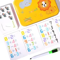 Cognitieve Digitale Kaart Baby Houten Tellen Stickers Puzzel Ijzeren Doos Pakket Kleuterschool Leren Rekenen Speelgoed