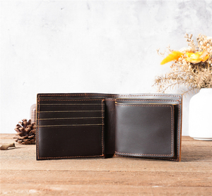 Ya468 Vintage America Design Bifold Men Wallet Cuero de vaca Coin Pocket Cash Wallet para Cowboy Man - Product Image 2