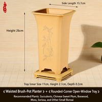 Pot de fleurs carré en résine 15,7 cm, plusieurs trous de drainage, écologique, style chinois simple, pour utilisation sur bureau ou dans un jardin, idéal pour orchidées et bonsaïs