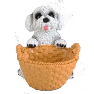 Nouveau design Boîte de rangement créative pour animaux Boîte de rangement mignonne pour chien Teddy décorée de résine