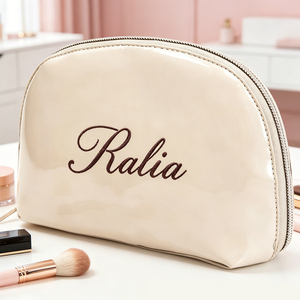 Trousse de Maquillage Imperméable en Cuir Verni pour Femme, Sac de Voyage en Forme de Croissant pour Mariée, Organisateur de Toilette Portable, Étui de Rangement Beauté - Product Image 3