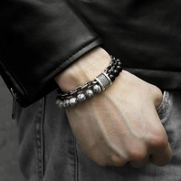 Bracelet en acier inoxydable, avec pierres oeil-de-tigre, bijoux pour hommes et femmes, perles naturelles