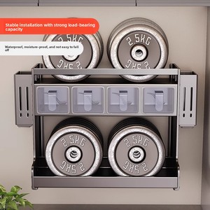 Estante Metálico de Cocina para Condimentos, Montado en Pared, Sin Perforaciones, de Doble Nivel y Multicapa, para Botellas y Frascos de Condimentos - Product Image 5