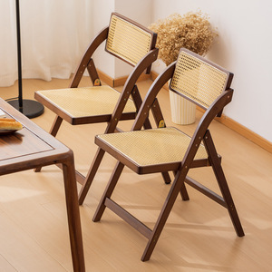 Zhumei Residence Japanese Style Rattan Folding <b>Chair</b> With Backrest For Home Dining And <b>Study</b> Use - Product Image 1