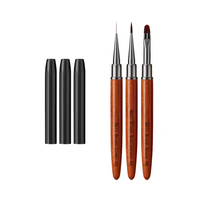 Lot de pinceaux professionnels pour nail art avec manche en bois de santal et nylon, pour dessin, peinture et manucure