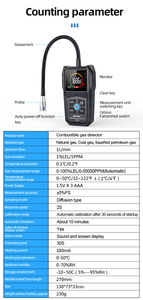 Moniteur de qualité de l'air, détecteur de gaz combustible miniature portable, haute précision, alarme sonore et lumineuse, détection de fuite de gaz dangereux, CO2, COV - Product Image 5
