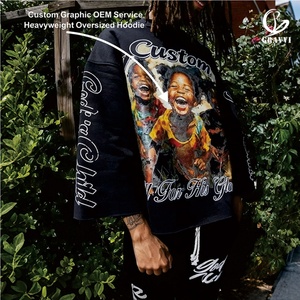 Sweat-shirt molletonné épais oversize streetwear à col rond avec motif graphique personnalisé sur toute la surface, motif portrait vintage, OEM ODM - Product Image 1