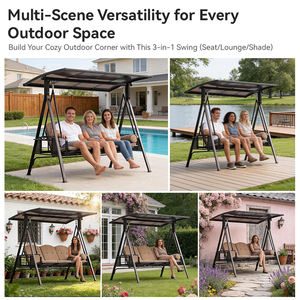 Ayunan Luar Ruangan Modern HANYI dari Aluminium dengan Lampu LED dan Perlindungan UV, Kapasitas Tiga Orang untuk Penggunaan Hotel dan Vila - Product Image 5