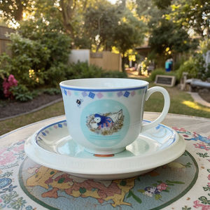 White High-Temperature Porcelain Cute Rabbit Design Eco-Friendly Durable Kids' Cartoon Animal Pattern <b>Tea</b> Cups and Saucers - Product Image 4