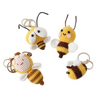 Porte-clés abeille au crochet fait main, doux, écologique, durable, adorable, avec un design de dessin animé, idéal pour un cadeau