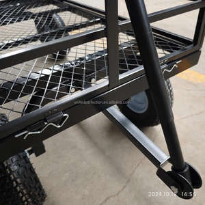 Chariot en métal robuste de 1200 livres chariot de cour à lit plat côtés en maille amovibles rouleau conteneur jardin ferme cour chariot à benne basculante OEM - Product Image 6