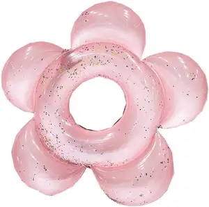 Blumen förmiger aufblasbarer Schwimm ring Glitter PVC Thicken Schwimm rohr Sommers chwimmbad Float Loungers Tube für Sommer pool