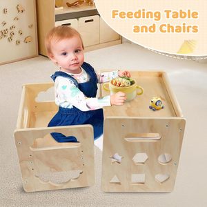 Juego de Mesa y Silla para Niños, Juego de Mesa y Silla de Madera para Niños de <span class=keywords><strong>1</strong></span> a 3 Años, con Pizarra - Product Image 3
