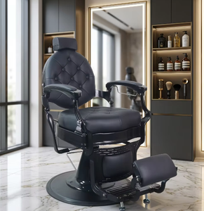 Chaise de coiffure hydraulique inclinable pour la coupe de cheveux, le massage et le toilettage, chaise de salon rétro pour coiffeur - Product Image 1