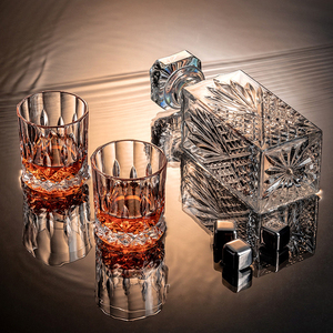 Hxglass Crystal <span class=keywords><strong>Whisky</strong></span> Decanter Set con botella de vidrio Elegante copa de vino Tallado Brandy Botella Karaffe Glas - Product Image 2