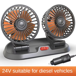 Car <b>Fan</b> USB/12V/24V Double-<b>head</b> Adjustable 360. Car <b>Fan</b> Silent 2-speed Multi-functional Temporary Parking Card Car <b>Fan</b> - Product Image 3