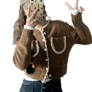 2024 printemps nouveauté à manches longues Cardigan simple poitrine à la mode femmes pull manteau décontracté grande taille solide automne/hiver - Product Image 1